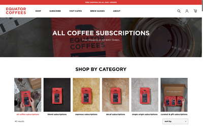 Equator Coffees website screenshot