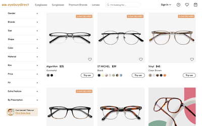 EyeBuyDirect website screenshot
