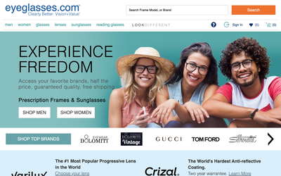 Eyeglasses.com website screenshot