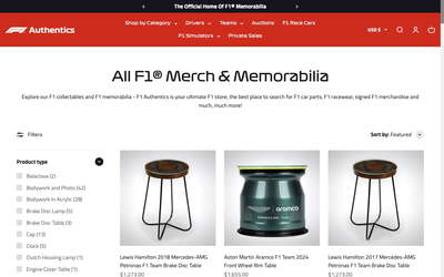 F1 Authentics website screenshot