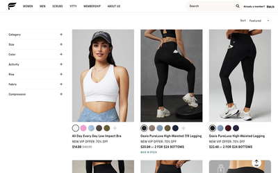 Fabletics website screenshot