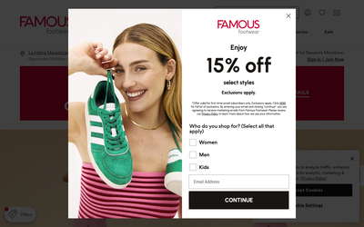 Famous Footwear website screenshot