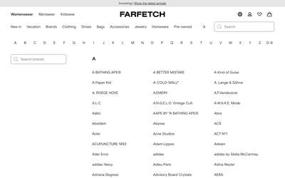 Farfetch website screenshot