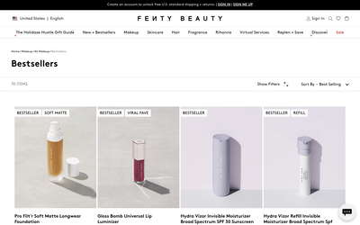 Fenty Beauty website screenshot