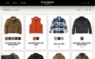 Filson website screenshot
