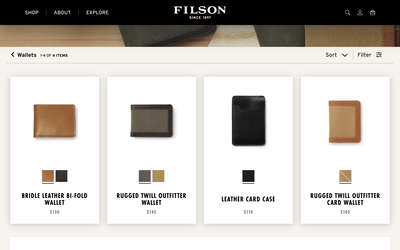 Filson website screenshot