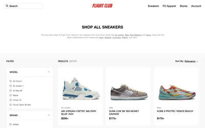 Flight Club website screenshot