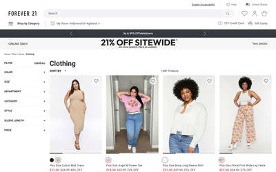Forever 21 website screenshot