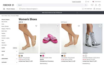 Forever 21 website screenshot