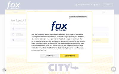 Fox Rent A Car website screenshot