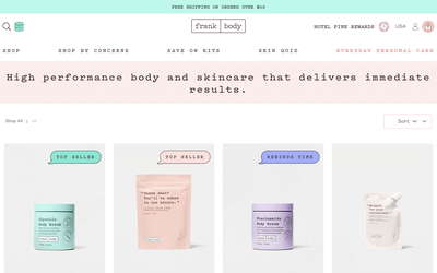 Frank Body website screenshot