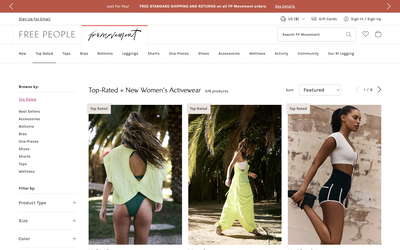 Free People website screenshot