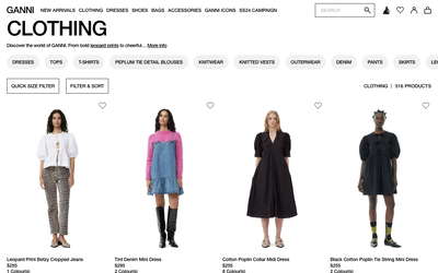 Ganni website screenshot