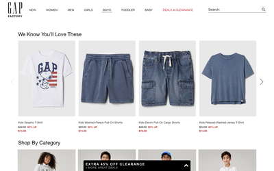 Gap Factory website screenshot