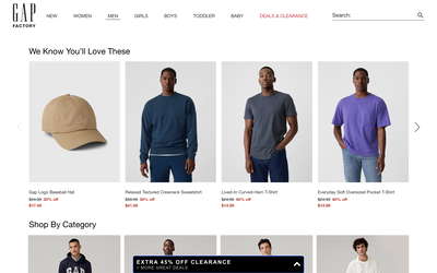 Gap Factory website screenshot