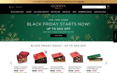 Godiva Chocolatier website screenshot