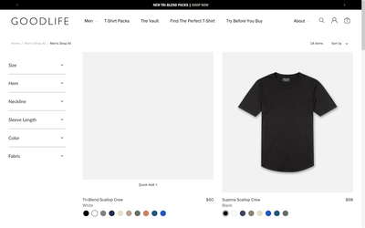 Goodlife Clothing website screenshot