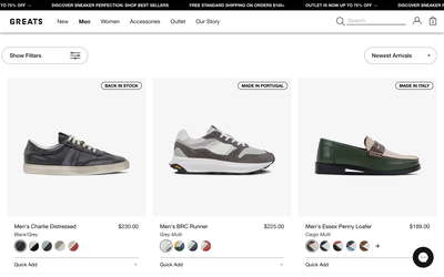 GREATS website screenshot