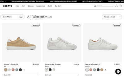GREATS website screenshot