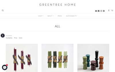 Greentree Home Candle website screenshot