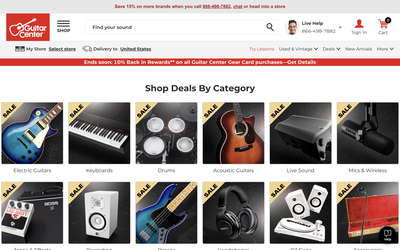 Guitar Center website screenshot