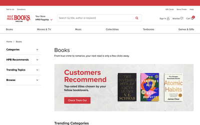 Half Price Books website screenshot