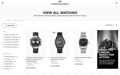 Hamilton Watch website screenshot