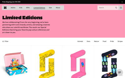 Happy Socks website screenshot