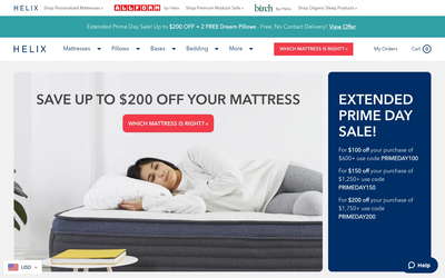 Helix Sleep website screenshot