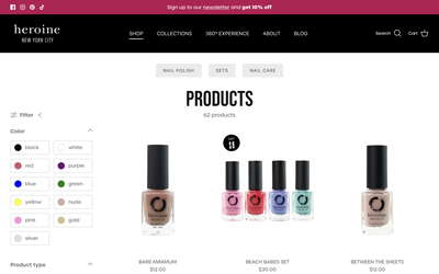 heroine.nyc website screenshot