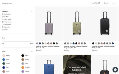 Herschel Supply Co. website screenshot