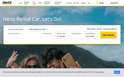 Hertz website screenshot