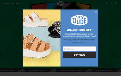 Hey Dude Shoes website screenshot