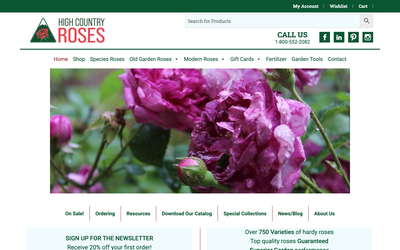 High Country Roses website screenshot