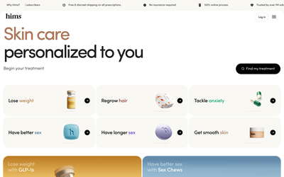Hims & Hers Health, website screenshot