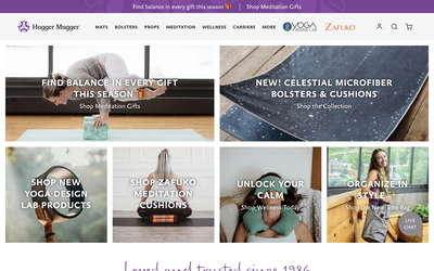 Hugger Mugger Yoga website screenshot