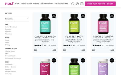 HUM Nutrition website screenshot