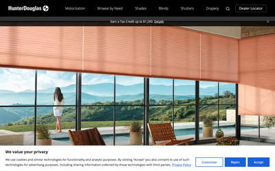 Hunter Douglas website screenshot