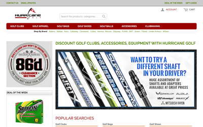 Hurricane Golf website screenshot