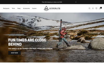 Hyperlite Mountain Gear website screenshot