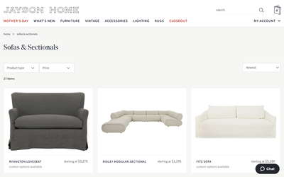 Jayson Home website screenshot