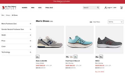Joe's New Balance Outlet website screenshot