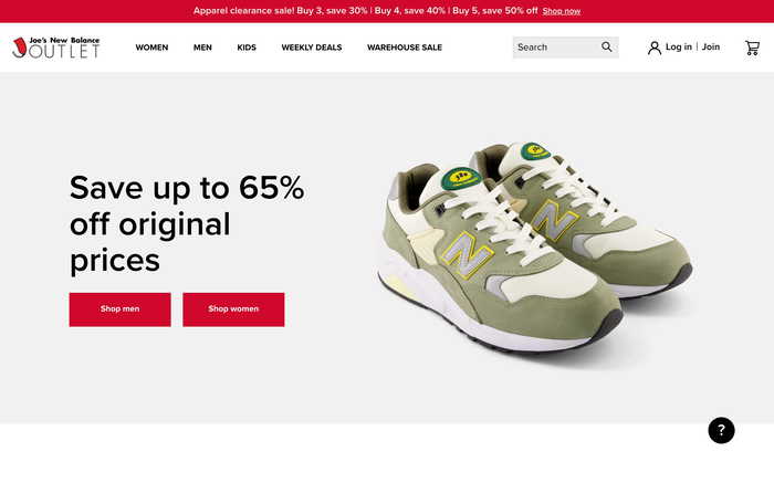 Joe's New Balance Outlet screenshot