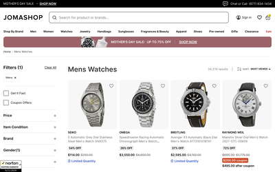 Jomashop website screenshot