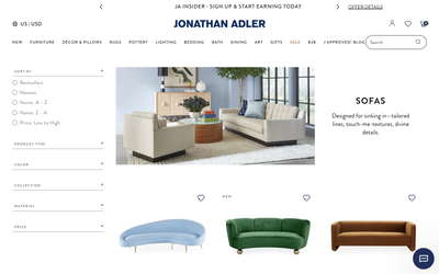 Jonathan Adler website screenshot