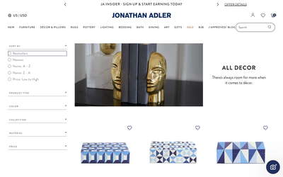 Jonathan Adler website screenshot