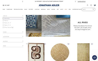 Jonathan Adler website screenshot