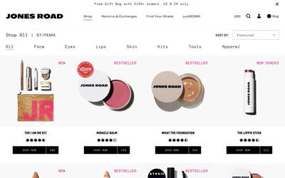 Jones Road Beauty website screenshot