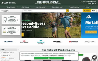 JustPaddles website screenshot