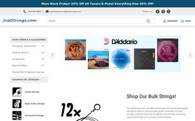 JustStrings.com website screenshot